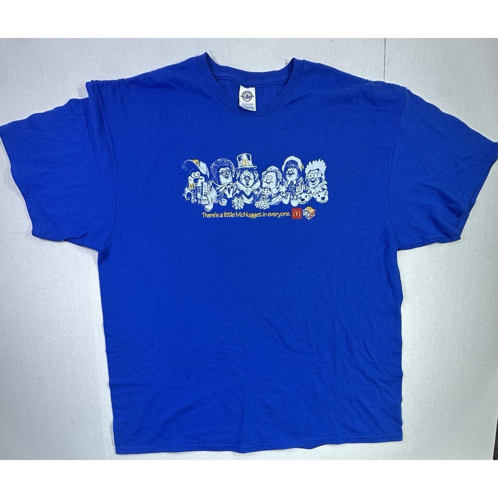 McDonald's McNugget Buddies Crew Shirt 2XL Blue Promo Tee 90s Style Rare